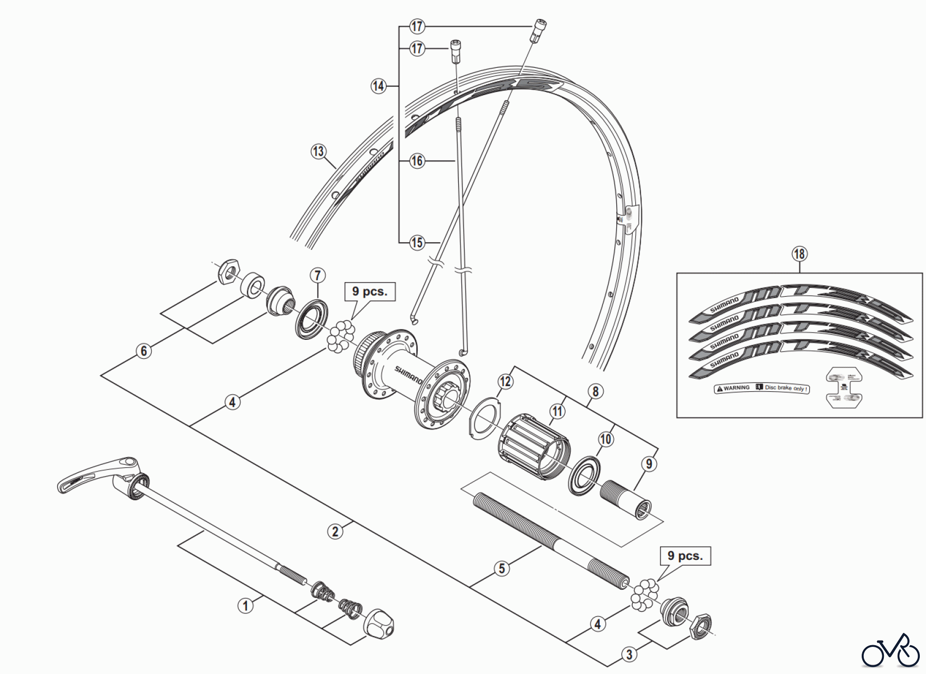 Shimano WH Wheels - Laufräder WH-MT35-R Black / White Rear Wheel (9/10-Speed)