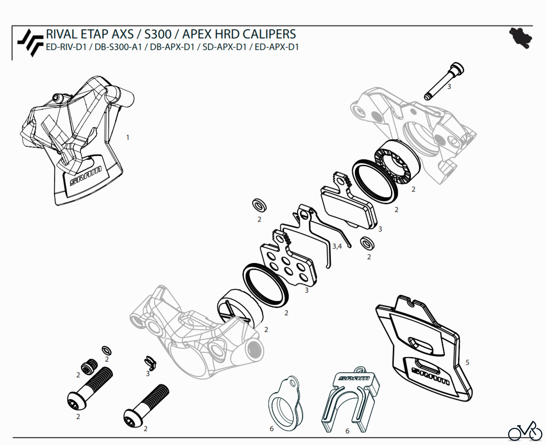  Sram Sram RIVAL ETAP AXS / S300 / APEX HRD CALIPERS 