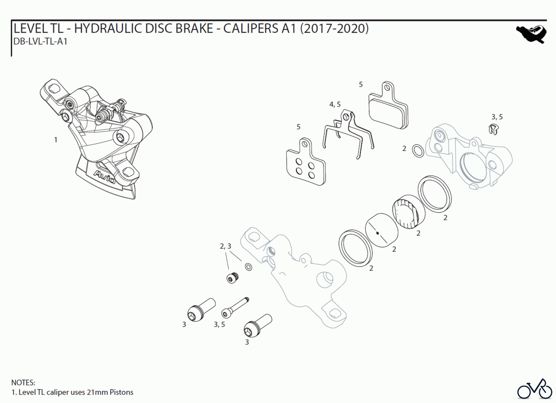  Sram Sram LEVEL TL - HYDRAULIC DISC BRAKE - CALIPERS A1 (2017-2020)