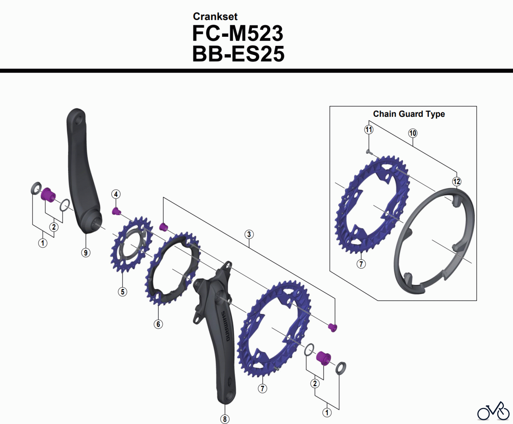  Shimano FC Front Chainwheel - Kurbelsatz, Vorderes Kettenblatt FC-M523