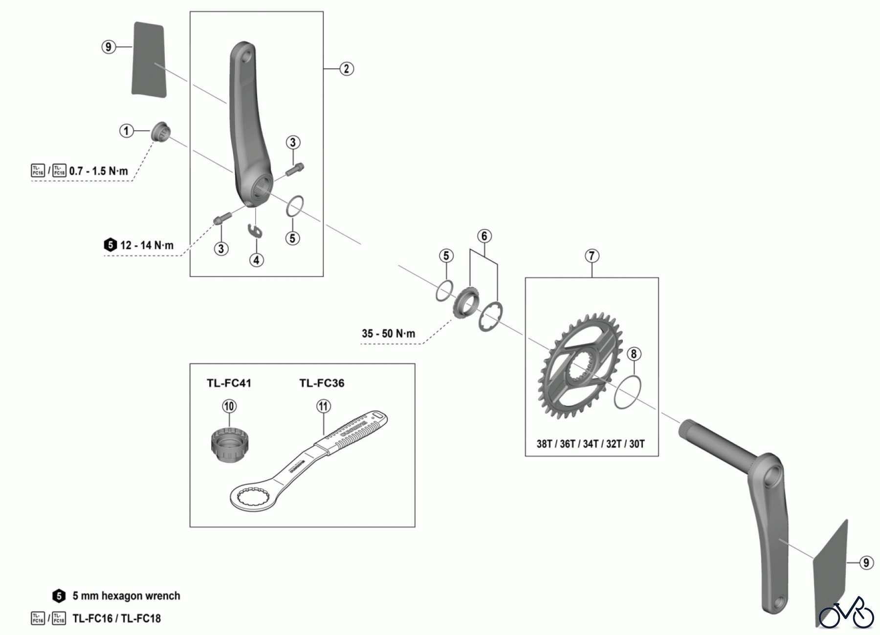  Shimano FC Front Chainwheel - Kurbelsatz, Vorderes Kettenblatt FC-M9200 XTR Crankset