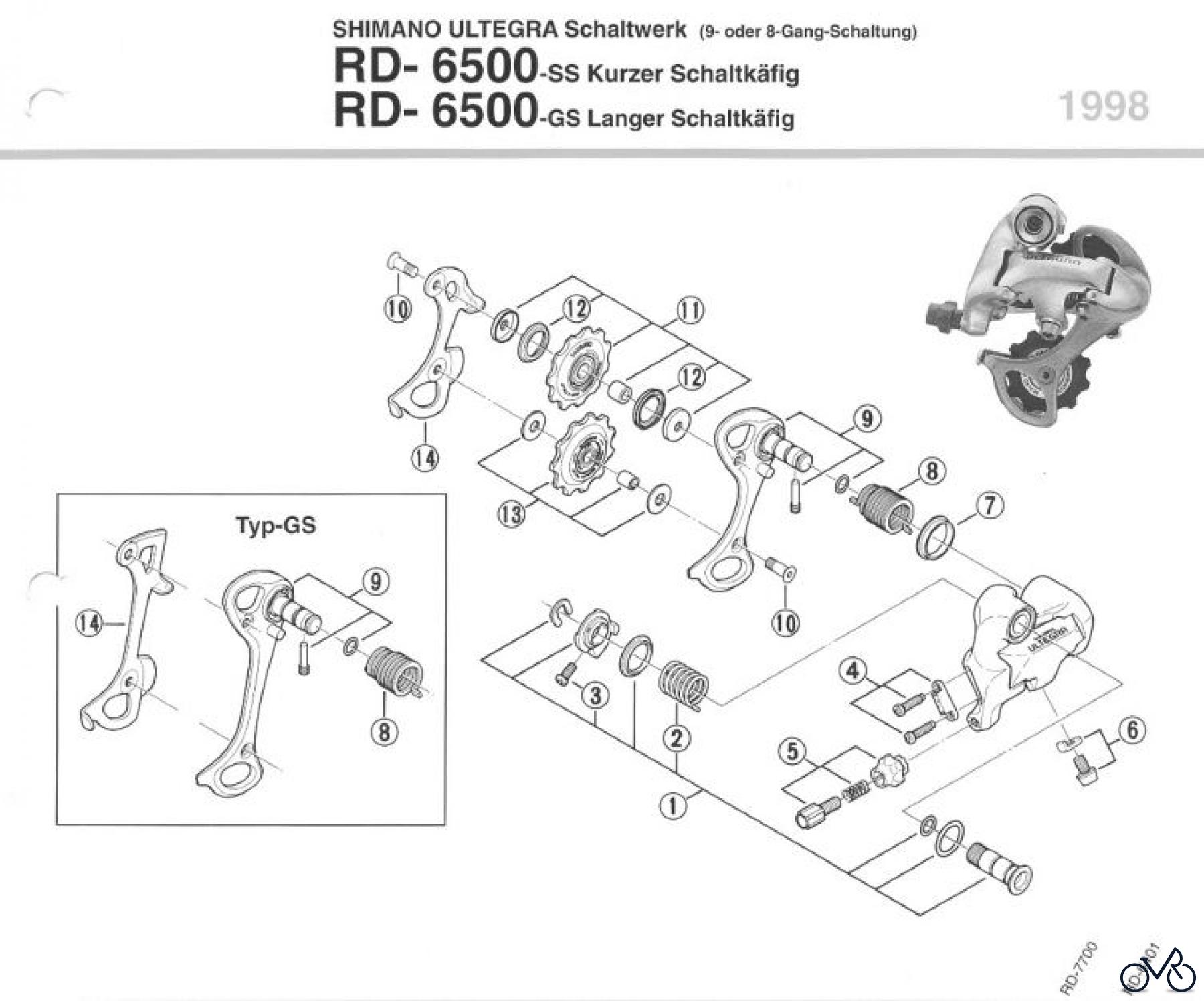  Shimano RD Rear Derailleur - Schaltwerk RD-6500-98