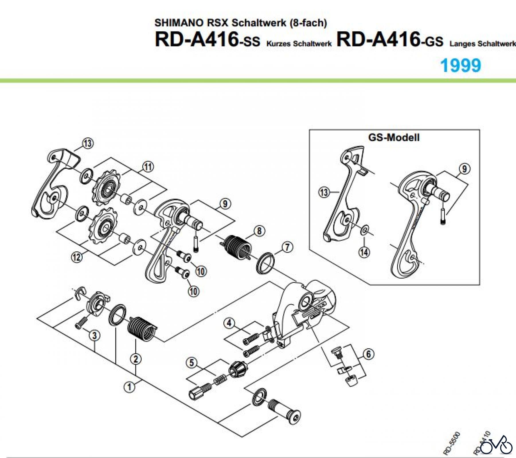  Shimano RD Rear Derailleur - Schaltwerk RD-A416-99