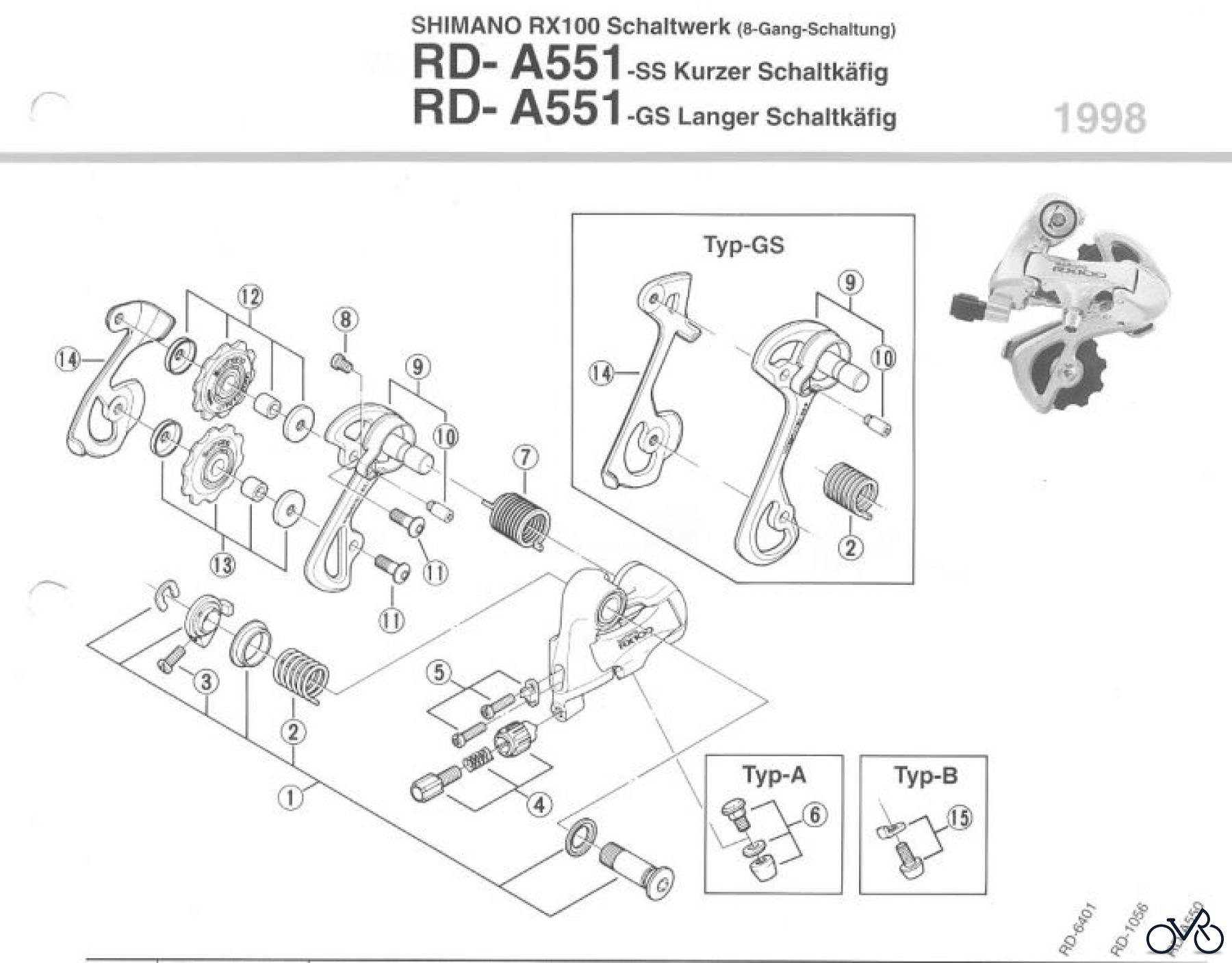  Shimano RD Rear Derailleur - Schaltwerk RD-A551-98