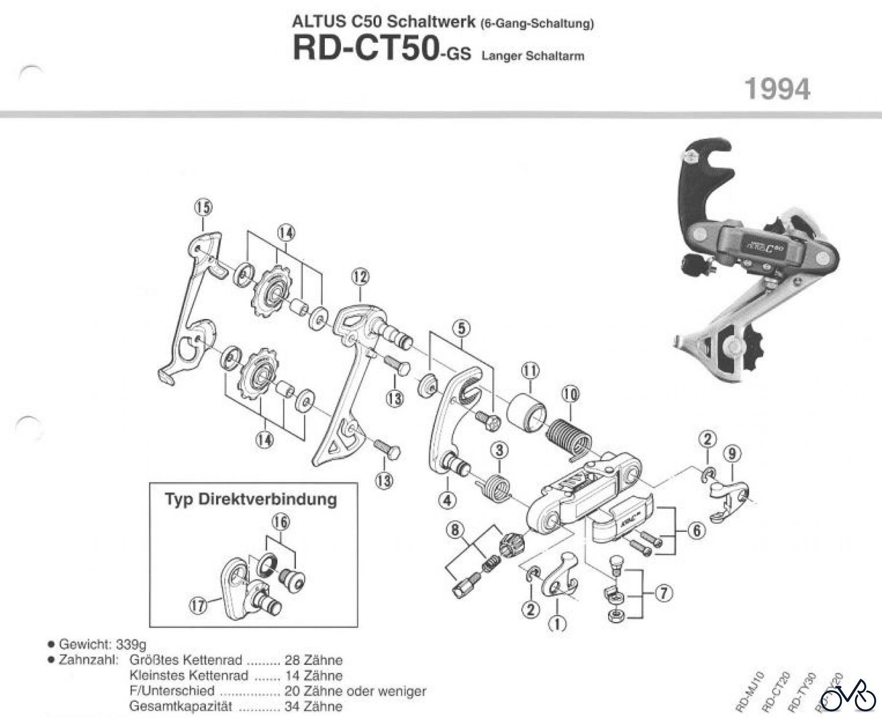  Shimano RD Rear Derailleur - Schaltwerk RD-CT50-94