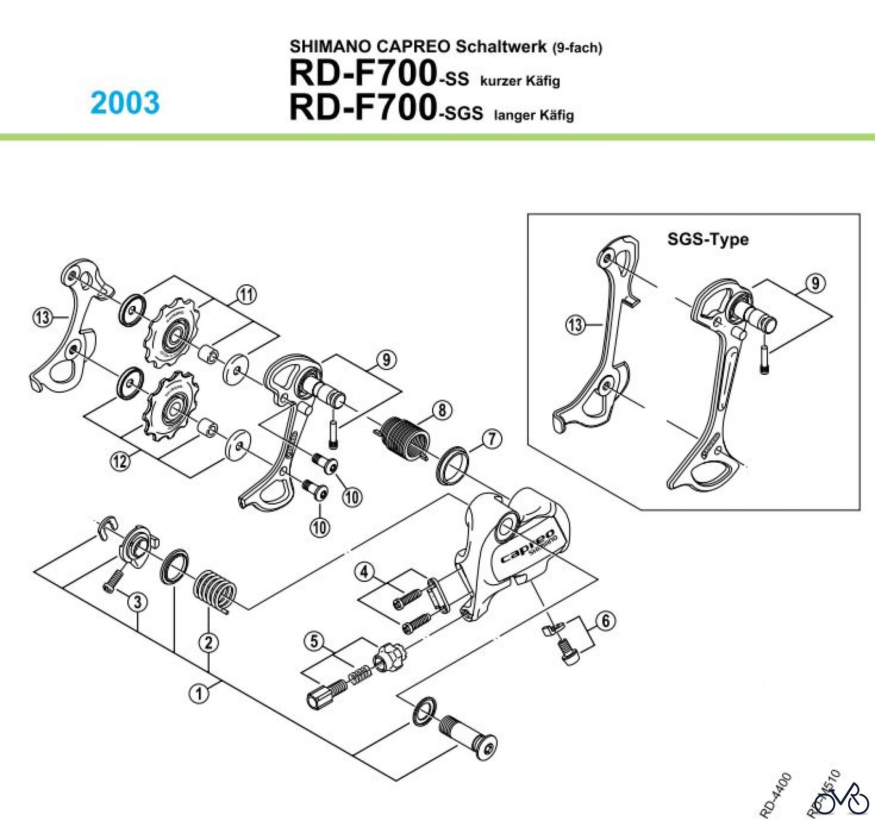  Shimano RD Rear Derailleur - Schaltwerk RD-F700-03