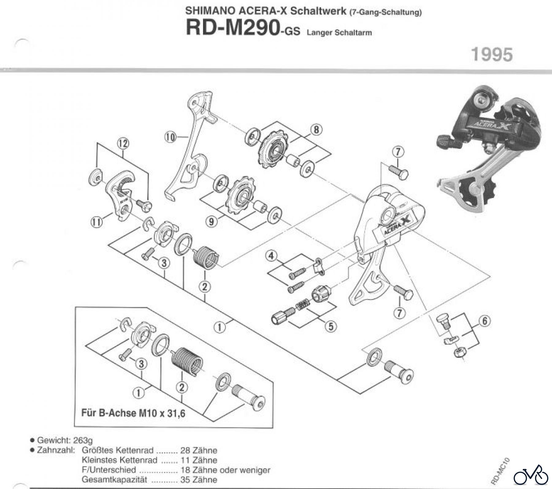  Shimano RD Rear Derailleur - Schaltwerk RD-M290-95