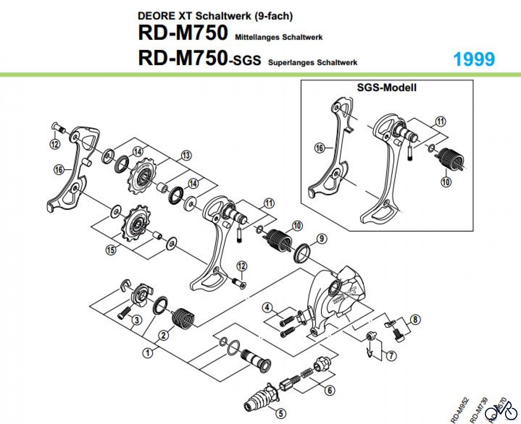  Shimano RD Rear Derailleur - Schaltwerk RD-M750-99